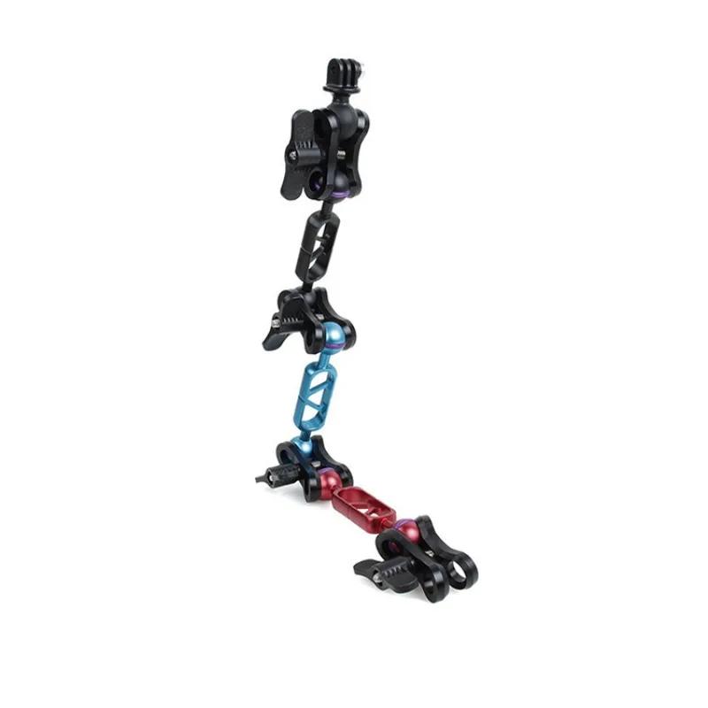 Aluminum Alloy Scuba Diving Light Torch Dual Ball Joint Arm And 1 Set Butterfly Clip Clamp Mount For Underwater Photography