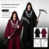 Halloween Dark Chain Hooded Men's Polyester Echo Cape Medieval Role-Playing Party Cosplay Cloak