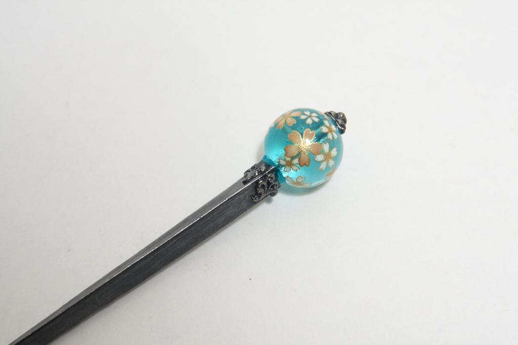 [Hasegawa Co., Ltd.] Kanzashi (Japanese Hair Ornament), Japanese Ball Kanzashi, Japanese Ball, Cherry Blossom, Yukata, Kimono, Clear, Blue