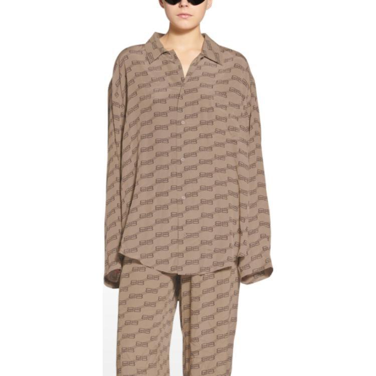 Balenciaga Monogram Shirt 'Beige/Brown' 681631TML359378