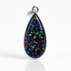 Natural Opal Pendant Multicolor 925 Sterling Silver 22.5 ct Pear Cut October Birthday Birthstone