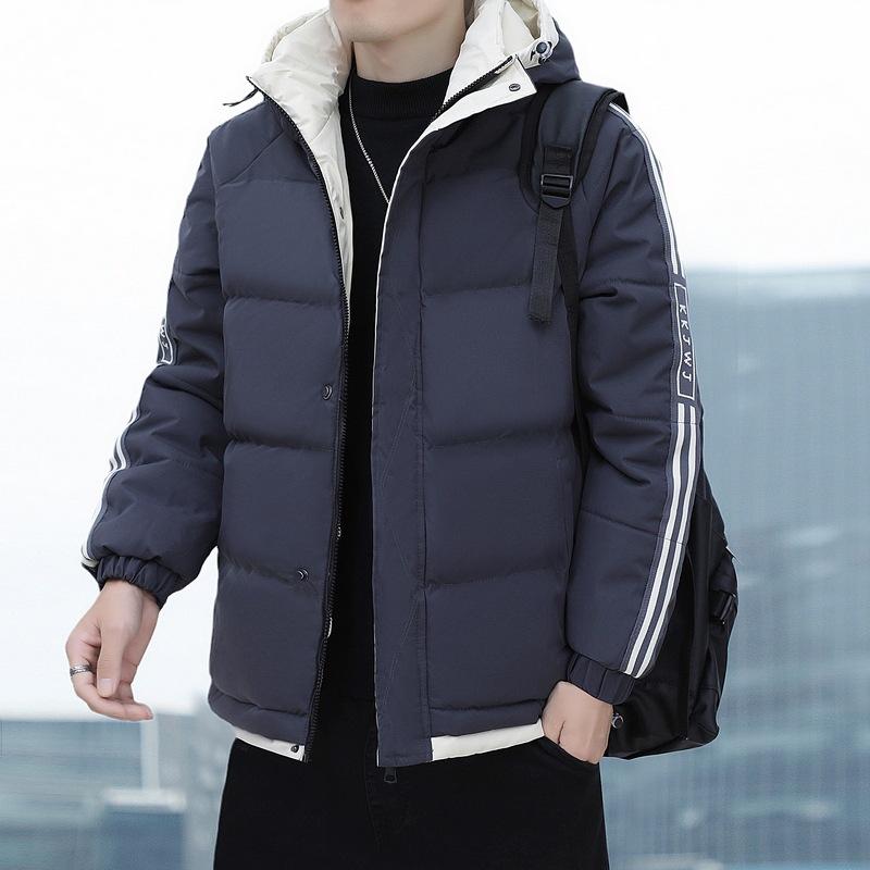 Coat Men's New Winter Casual Cotton-padded Jacket Men's Youth Fashion Brand Short Thick Warm Cotton-padded Jacket Hooded