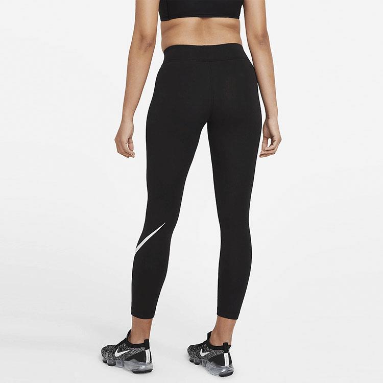 Nike Sportswear Essential Swoosh Logo Mid-Waist Slim Fit Fitness Pants Women Bottoms Black CZ8531-010