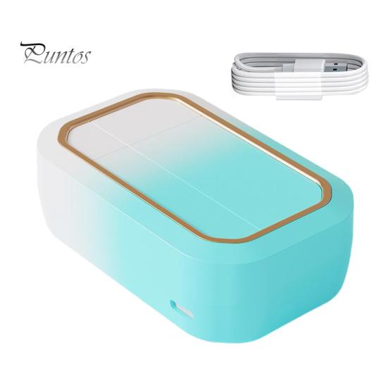 

Ультразвуковой очиститель контактных линз с 4 режимами синхронизации, 360-градусная высокочастотная вибрация, USB-перезаряжаемый очиститель контактных линз белый/синий