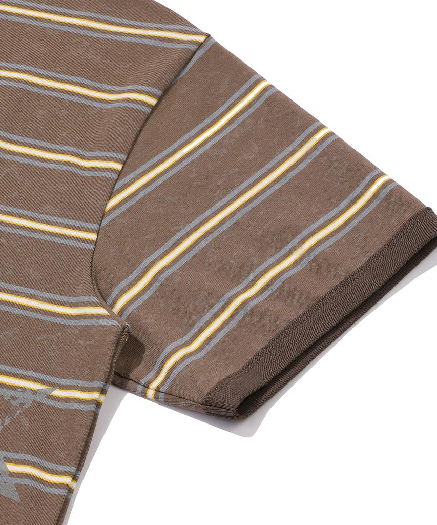 MAINBOOTH Rough Star Stripe T-Shirt(Brown)