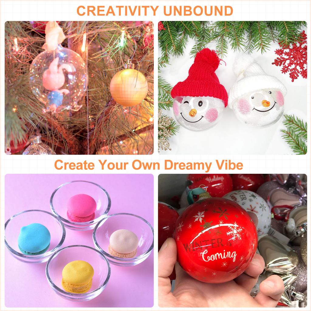 5/6/10/12pcs Clear Plastic Fillable Ornaments Clear Acrylic Ornaments Hanging Balls with164ft Wire DIY Christmas Ornament Decor