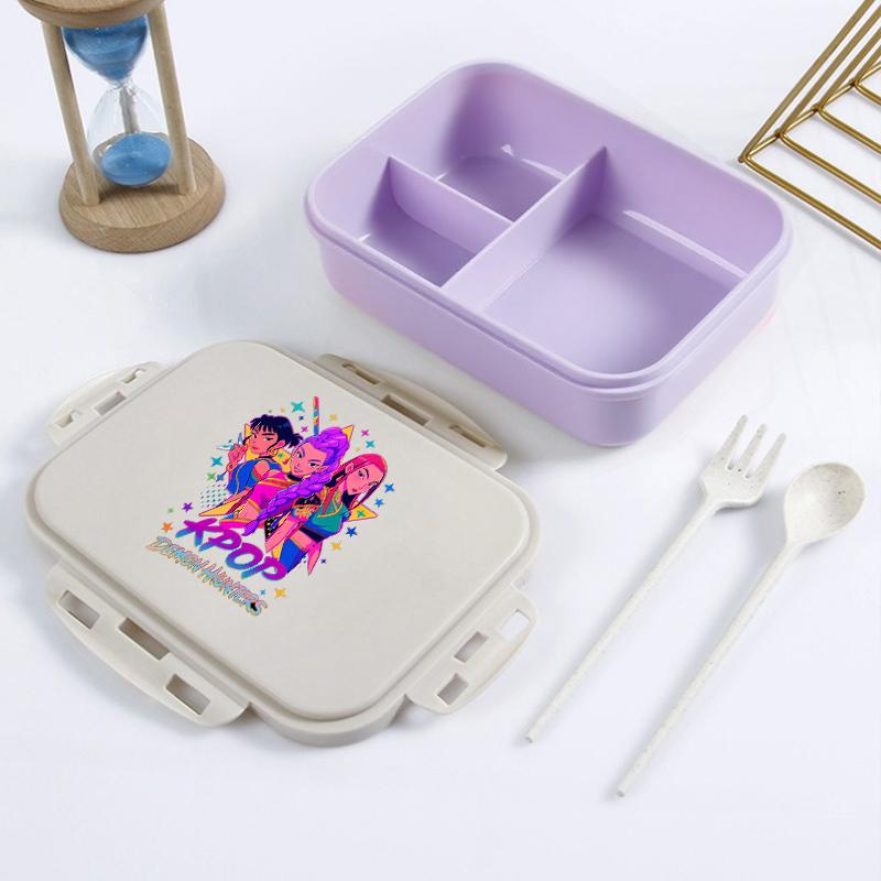 Kpop Demon Hunter Bento Lunch Box Kawaii Girl Portable Bento Boxs Student Hermetic Food Crisper Single Layer Capacity Kids Gift