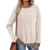 Women's Winter Color-Block Printed Lightweight Brushed-Cotton Round Neck Top