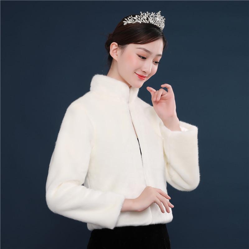 2018 Herbst/Winter Weißer Hochzeitsfellschal - Braut- & Brautjungfern-Accessoire
