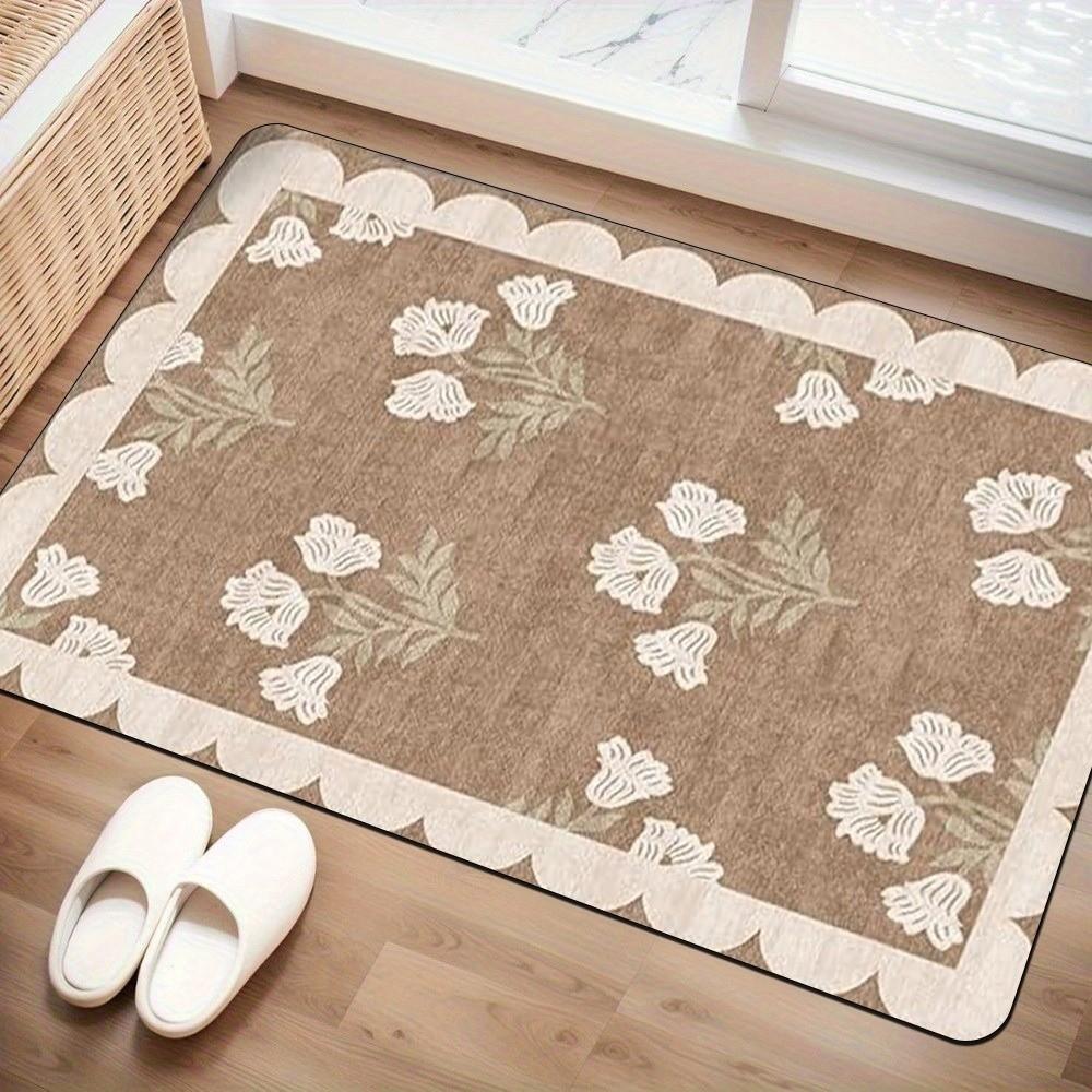 Anti Slip Floral Entry Doormat Retro Bathroom Door Pad Floor Mat Door Mats  Wet Areas