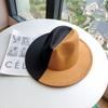 New double-color black and red woolen felt hat, European, American autumn and winter party fashion flat-brimmed jazz top hat sample