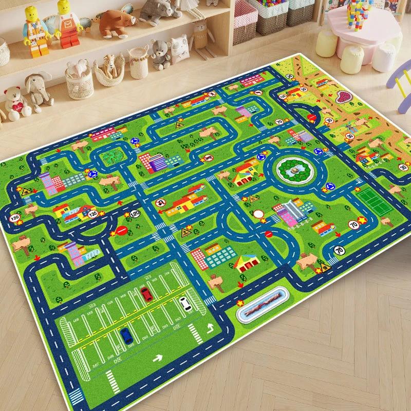 Cartoon Road Play Carpet Living Room Children's Bedroom Decoration Floor Rug 160X230CM Flannel Mat Soft Tatami Carpets Non-slip