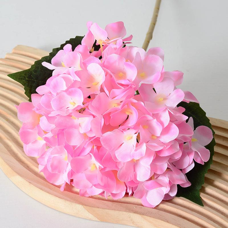 Artificial Hydrangea Single Stem with Leaves - Fake Flower for Wedding, Home, and Photography Decor
