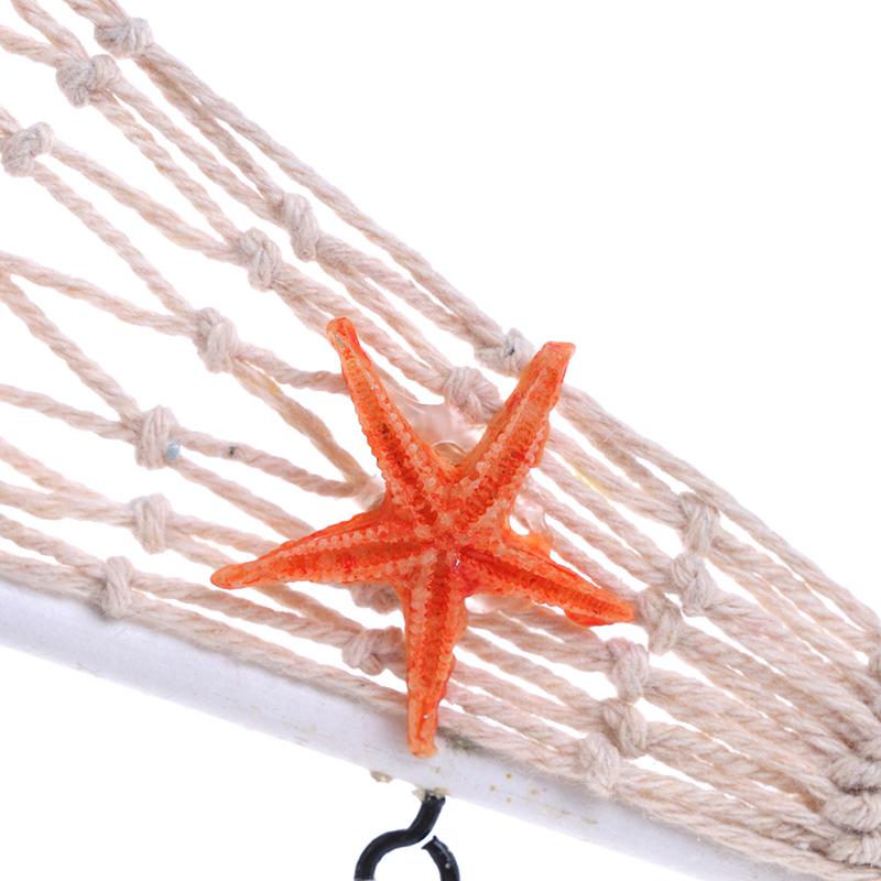 Mediterranean Style Marine Nautical Wooden Blue Boat Ship Wood Crafts Ornaments