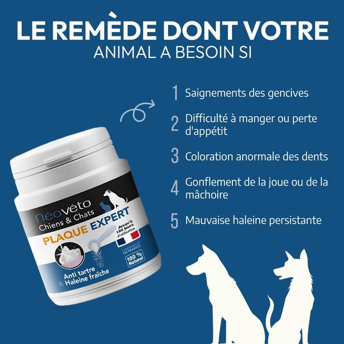 PLAQUE EXPERT - Néovéto - Poudre De Soins Dentaires - Anti Tartre - Haleine Fraîche - 100g