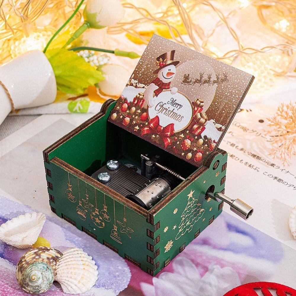 Wooden Hand Crank Music Box Anime Theme Halloween Merry Christmas Decoration Home Christmas Birthday Gift