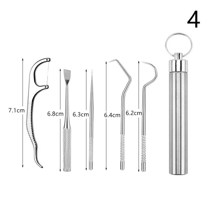 1pc Stainless Steel Toothpicks Pocket Set Portable Floss Pick Reusable Metal Toothpicks Tooth CleaningTool Kit With Storage Tube