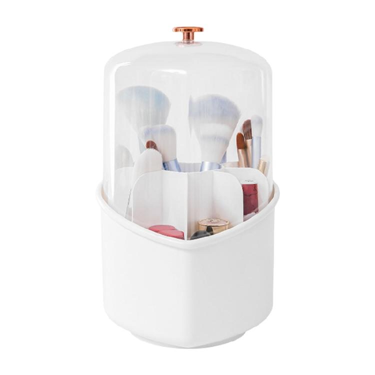 

Elegant Heart Shape 360 Rotating Makeup Brush Holder with Clear Lid Portable Storage Case for Vanity and Bathroom білий