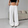 European & American Women's Solid Color Elastic Waist Wide-Leg Casual Pants