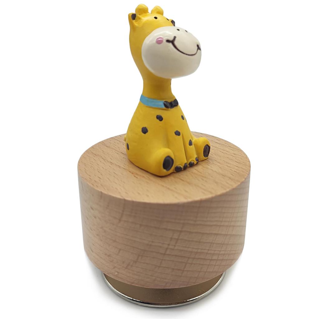 Mini Wooden Animal Carousel Music Box Cute Giraffe Ornament (Theme It's a Small World)