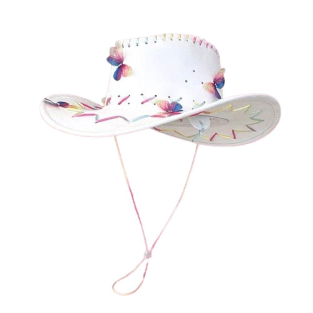 

Vintage Western Cowboy Hat Denim Summer Sun Hat Casual Sunscrean Bucket Cap Climbing білий