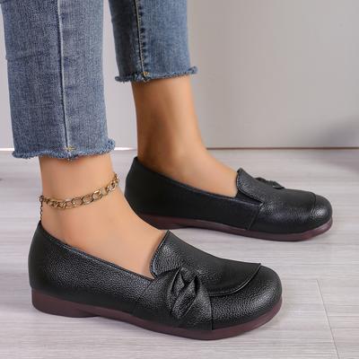 Damen Slipper aus Leder, Frühlings- und Herbstmode, Ballettschuhe, runde Zehenpartie, süße flache Schuhe, Krankenschwesterschuhe, Turnschuhe