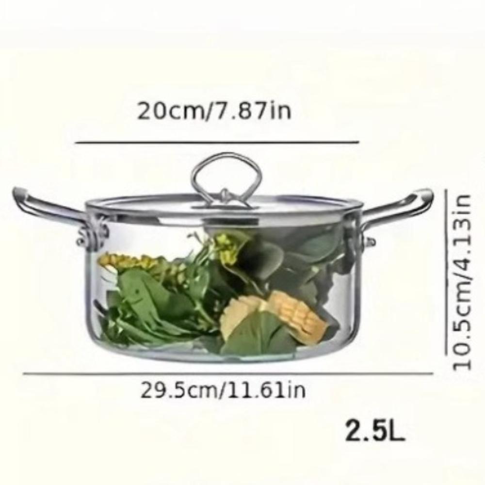 Heat Resistant Clear Cooking Pot Stainless Steel Glass Soup Pot  Kitchen Cooking Tools