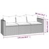 Vidaxl 3-Cz. Garden Lounge Set, Cushions, Grey PE Rattan