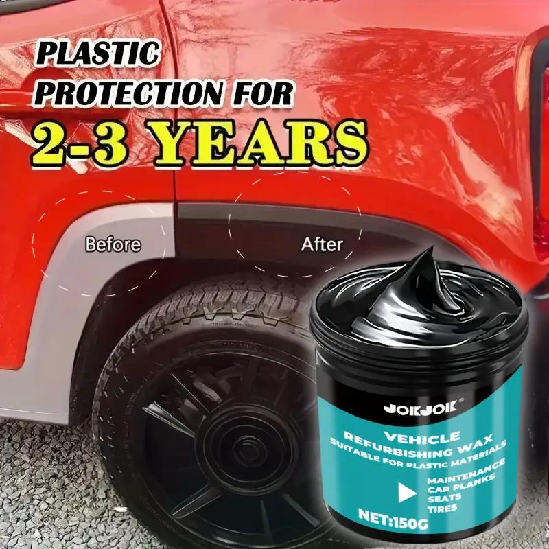Auto Kunststoff Poliercreme, Großes Fassungsvermögen 150G, Frischt Innenraum, Sitze, Reifen usw. auf, Verbessert Glanz und Helligkeit