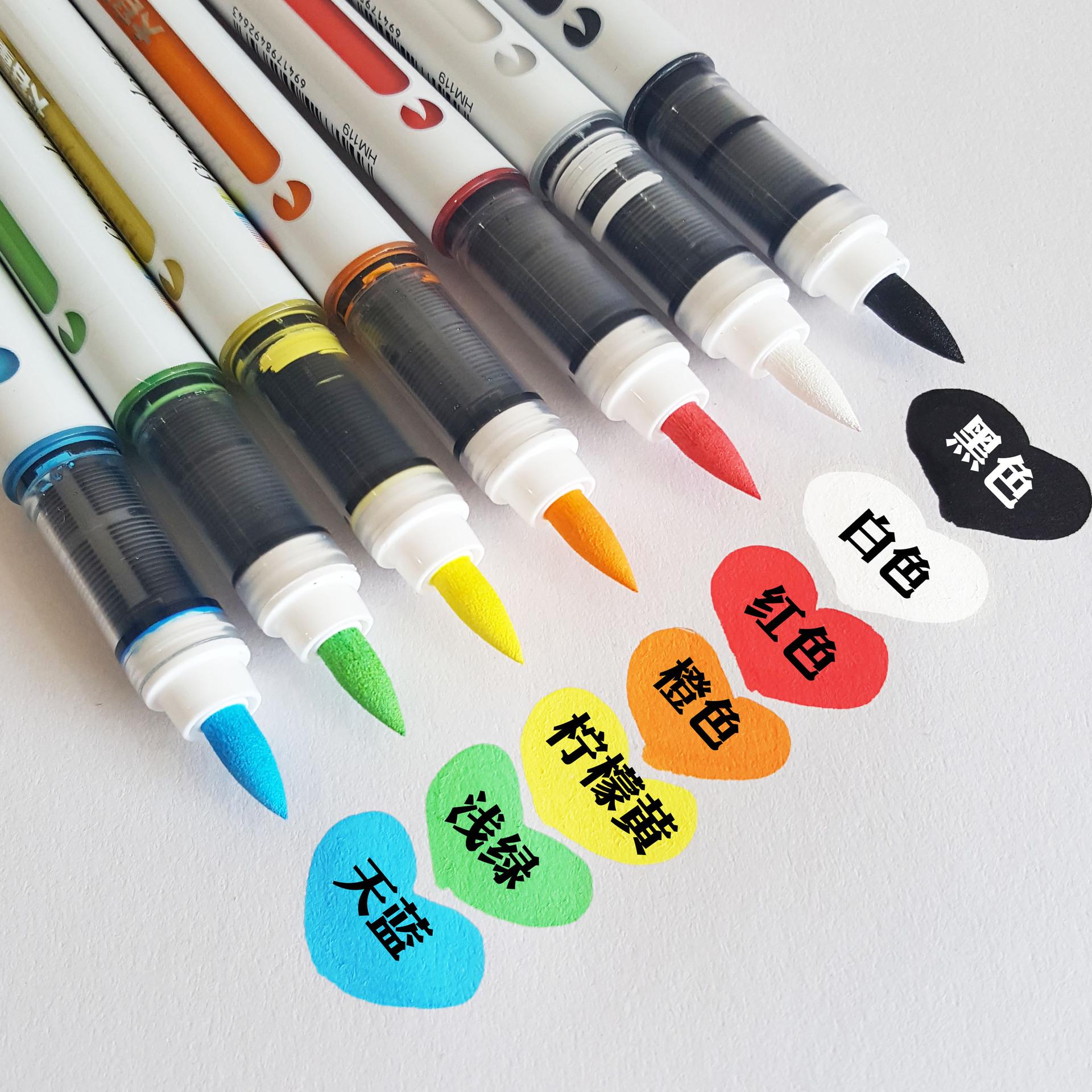 Deli HM119 Refillable Soft Brush Acrylic Marker - Large Capacity Graffiti and Coloring Pen