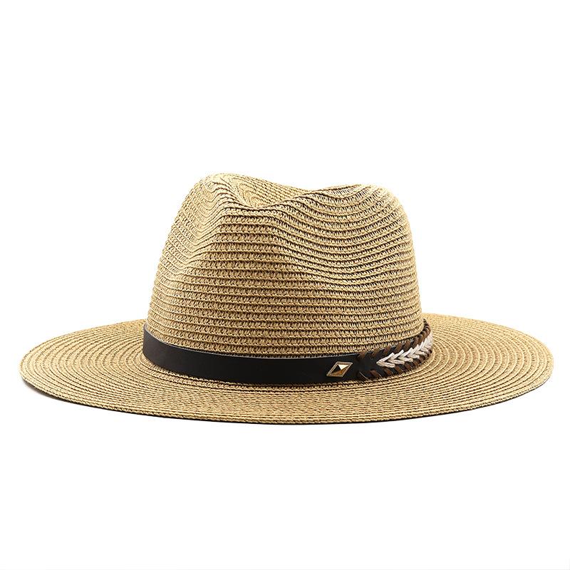 Spring and summer new men's and women's outdoor leisure straw hats, summer shading sun straw hats, British gentleman's top hats