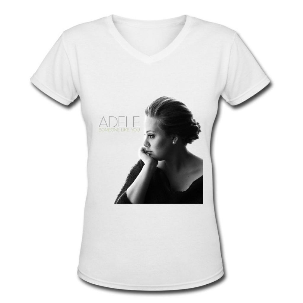 Adele Tour Live 2016 Someone Like You Womens V Neck T Shirt White