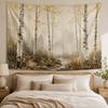 Nebelwald Birke Wandteppich Naturlandschaft Wandbehang Neutrale Wohnkultur für Schlafzimmer Wohnzimmer