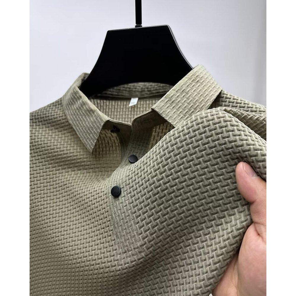 Easy Business Men's Freemason Logo Print Shirt - Short-Sleeved for Casual Work and Gatherings