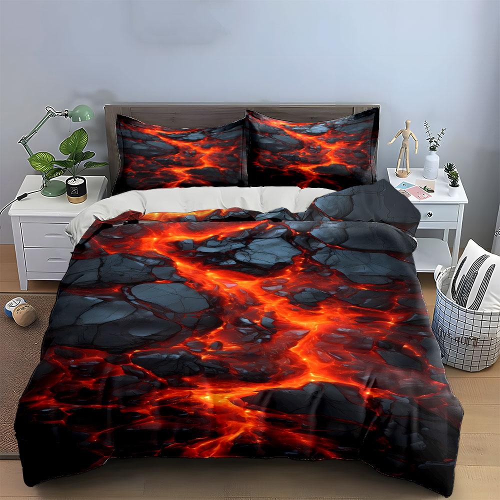 Fiery Molten Lava Pattern. Bedding Sets Duvet Cover Sets Duvet Covers Pillowcases(1*Duvet Cover 2*Pillowcases Without Duvet Insert)
