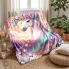 Magical Unicorn Fantasy Theme Blanket Lightweight Warm Flannel Blanket Decorative Throw Blanket for Home Decoration