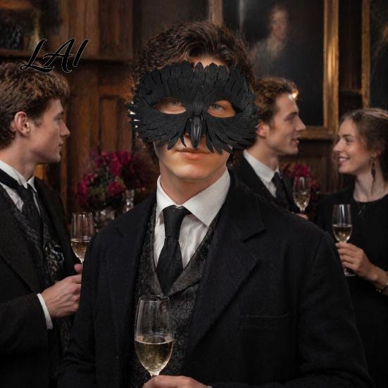 Unique Masque for Comic Exhibition Bird Masquerade Masque Iridescent Half Face Feather Halloween Cosplay Supplies Men Women with 3D Beak Costume