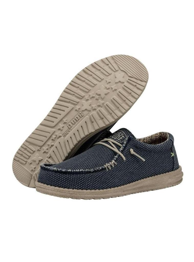 Dude Wally Braided moccasins breathable canvas blue jean