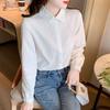 Women's 2024 Spring Pure Cotton Lapel Shirt - Fashionable, Versatile, Age-Defying Long Sleeve Top.