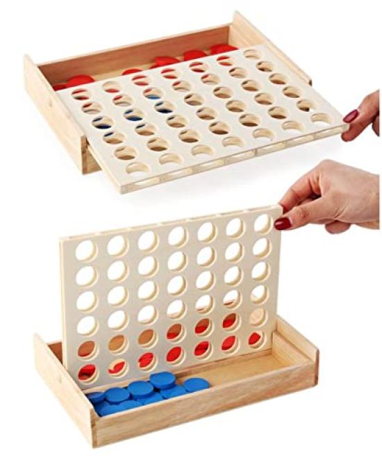 Wooden 3D Puzzle Board Game Educational Brain Training Game Toy 4-in-a-Row