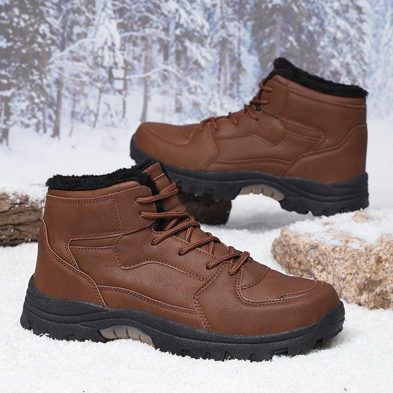 Large size waterproof Northeast high-top short boots cotton shoes snow boots men's piled thickened non-slip outdoor warm shoes