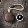 Crazy Horse Craft Brand AirTag Case Genuine Leather Cover Protective AirTag Wood Brown AT-WB
