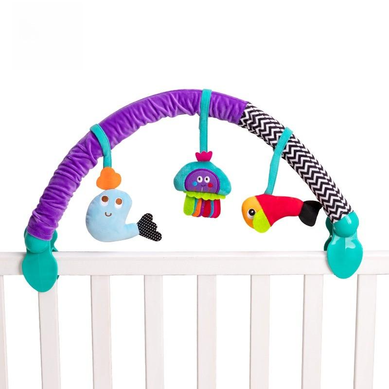 Baby Mobile Clip With Rattles And Soft Fabric Toy For Infant Sensory Development