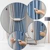 Modern Simple Magnetic Curtain Tieback with Cylindrical Three-Strand Rope Design, No-Punch Installation