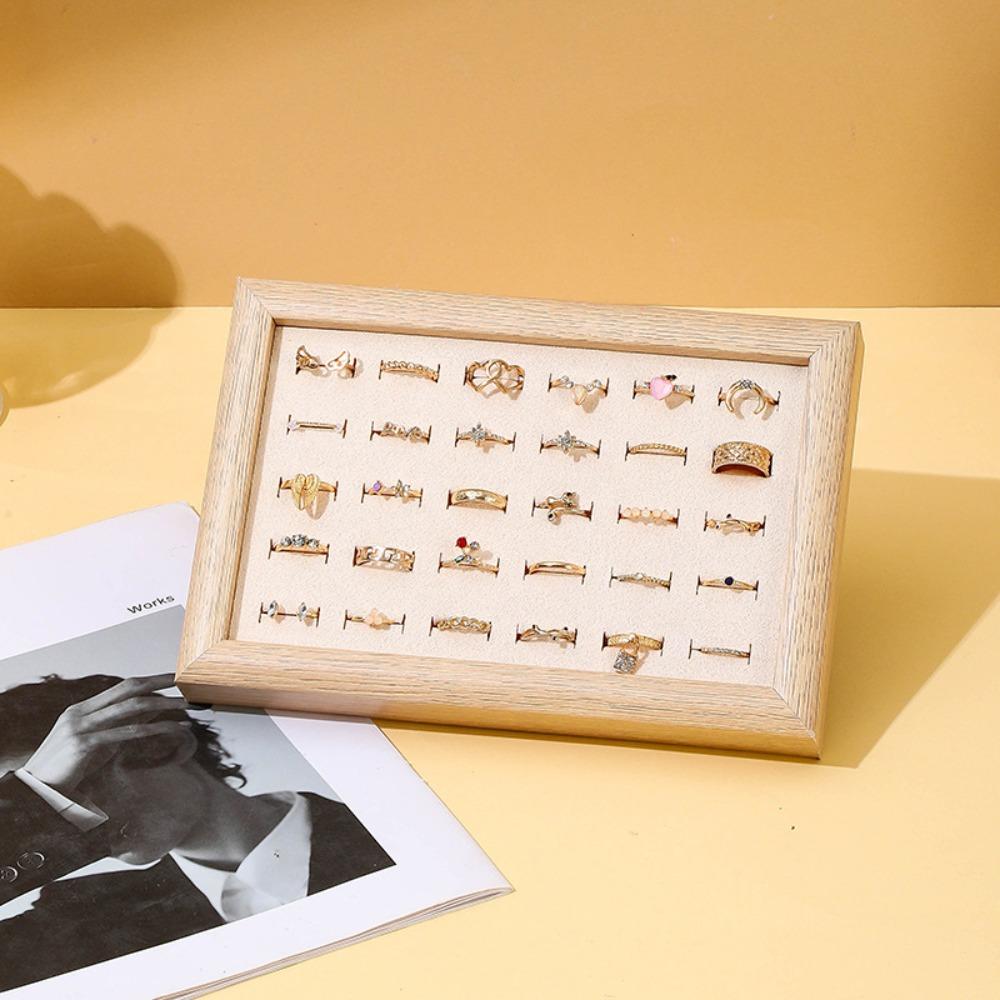 Velvet Rings Display Tray 30 Slot Finger Ring Storage Rack Fashion Jewelry Trays  Display Props