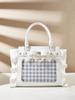 Cute Japanese heart-shaped printed handbag with lace and pearl details, women's crossbody bag with small capacity