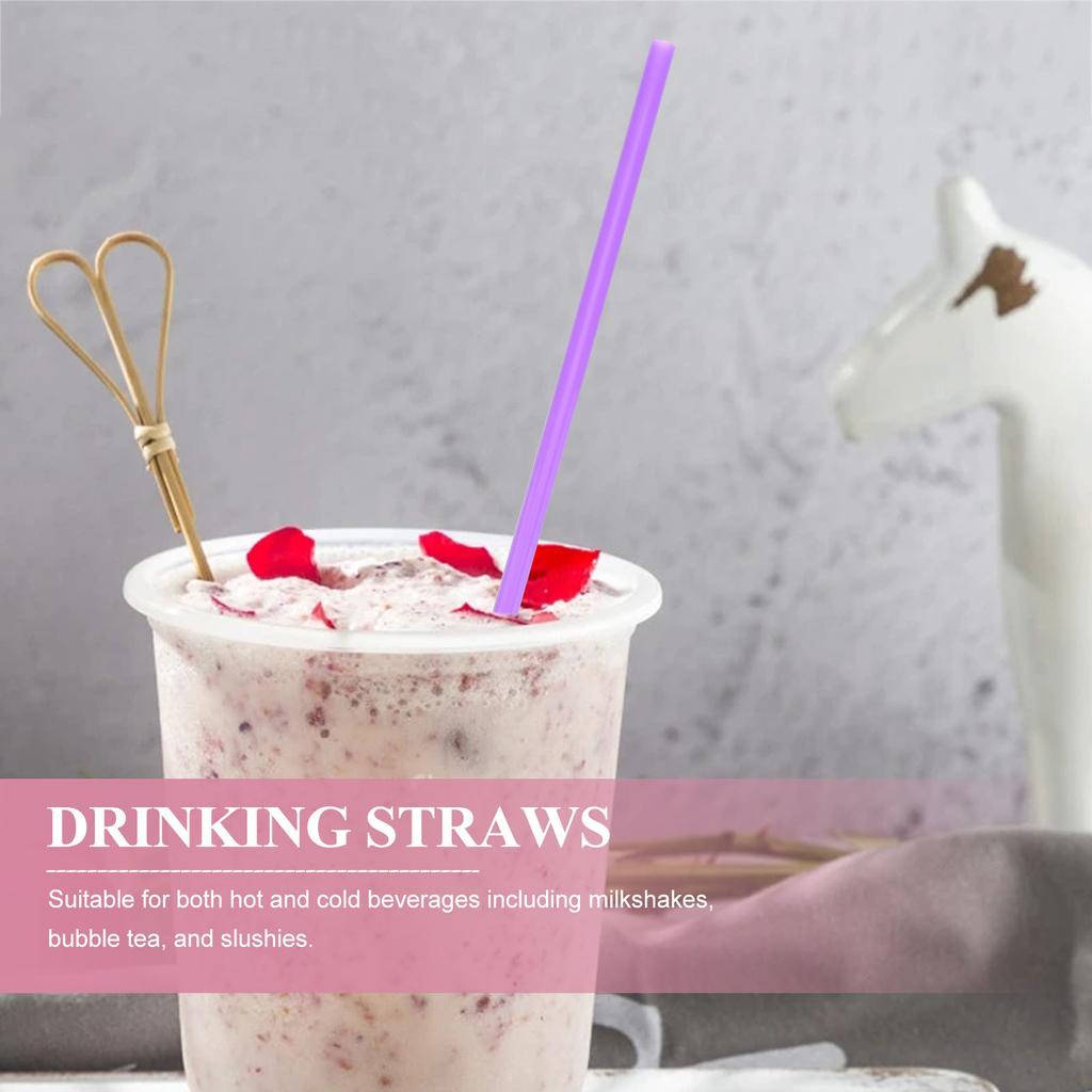 200 Pcs Plastic Straws Disposable Flat Mouth and Straight Drinking Straws Smoothie Drink Straws for Wedding Birthday Party Favor