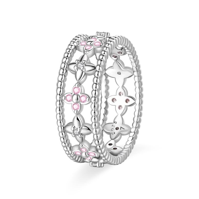 925 Sterling Copper Blue Ocean&Butterfly&Colorful Candy&Star&Retro Chain Wide Face Ring Ladies' Zircon and Accessories