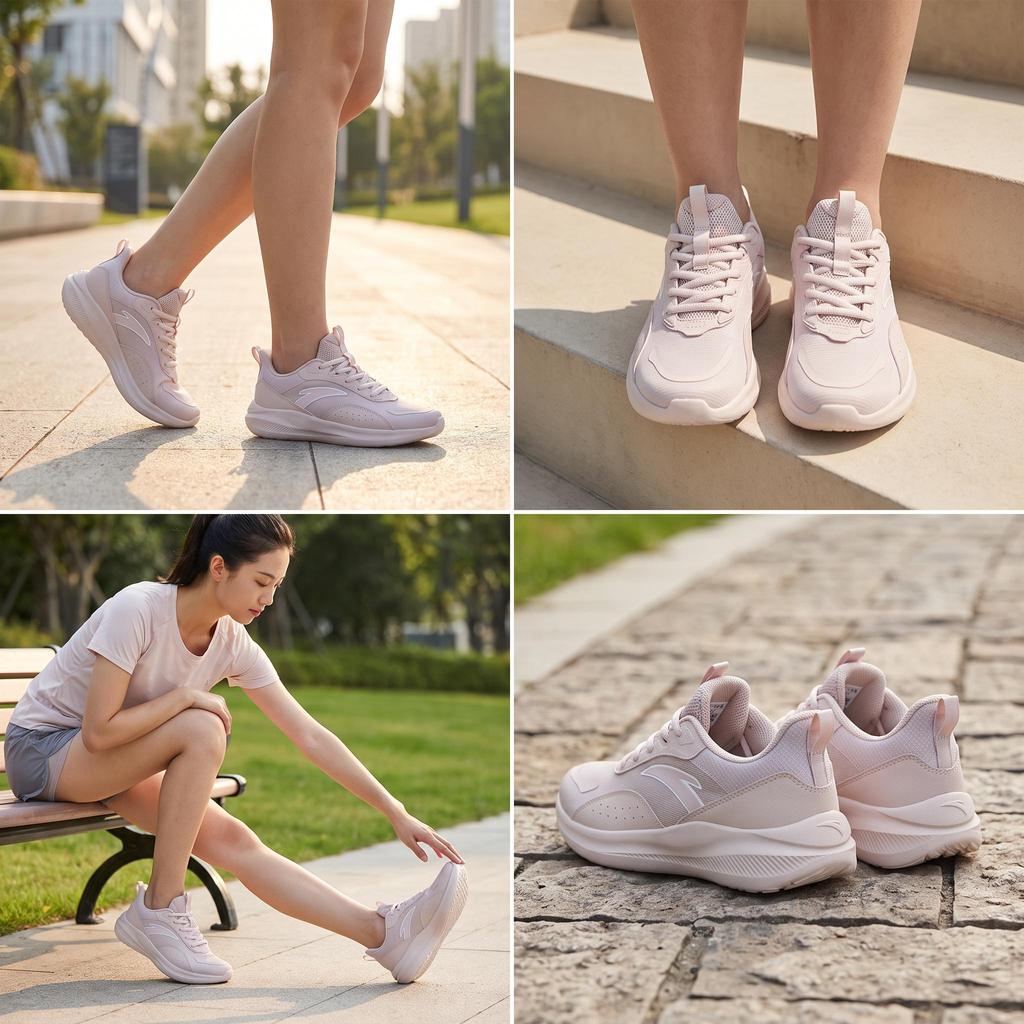 Anta Shock Absorbing Durable Low Top Running Shoes Women Sneaker Lotus-Gray 922345512-2