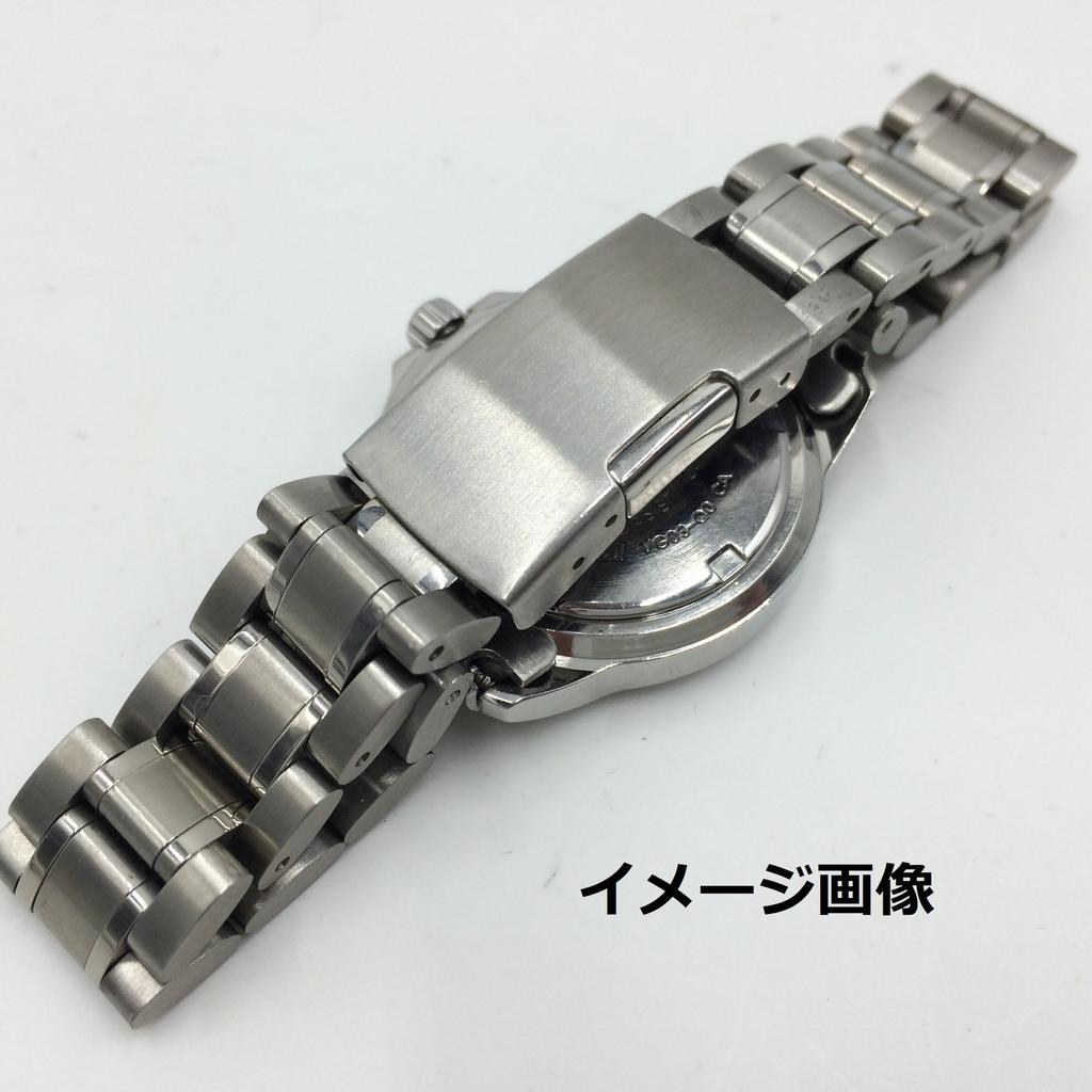 stainless steel watch band with side push replacement strap and spring bars 20mm bow 3-link button, (06, hook)